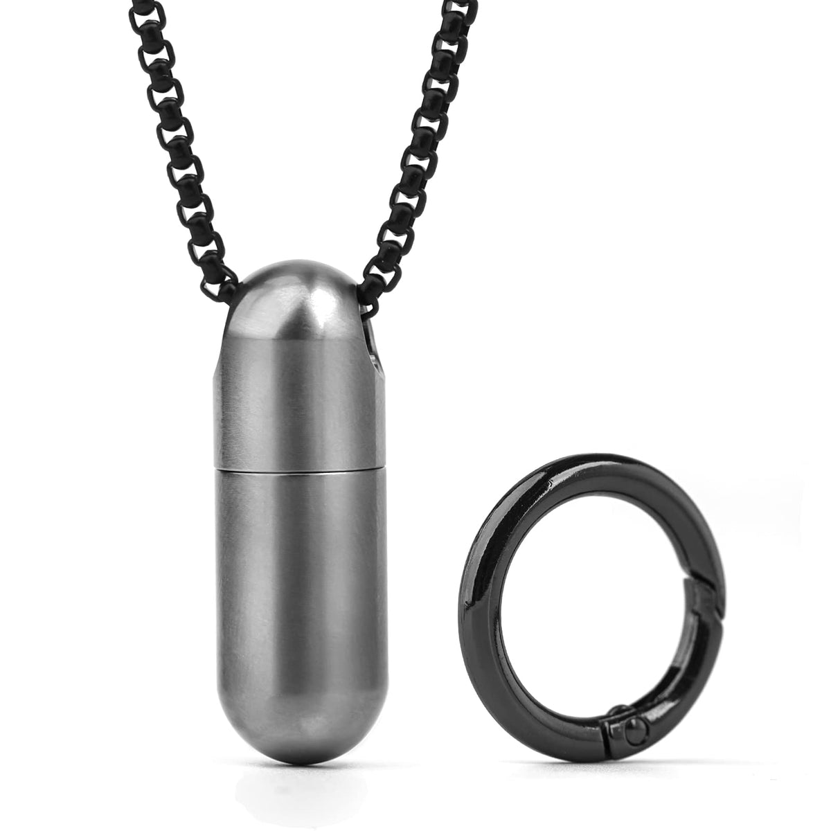 TISUR Titanium Pill Case with 28'' Necklace Chain,Micro Keychain Pill Holder.Waterproof Pill Fob for Emergency Aspirin & Nitroglycerin for Travel Purse Pocket