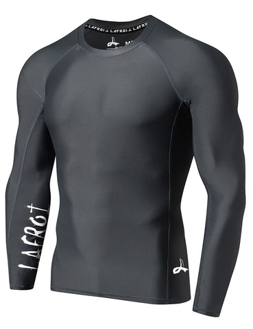 LAFROI Men's Long Sleeve UPF 50+ Baselayer Skins Performance Fit Compression Rash Guard-CLYYB Asym Dark Grey Size XL