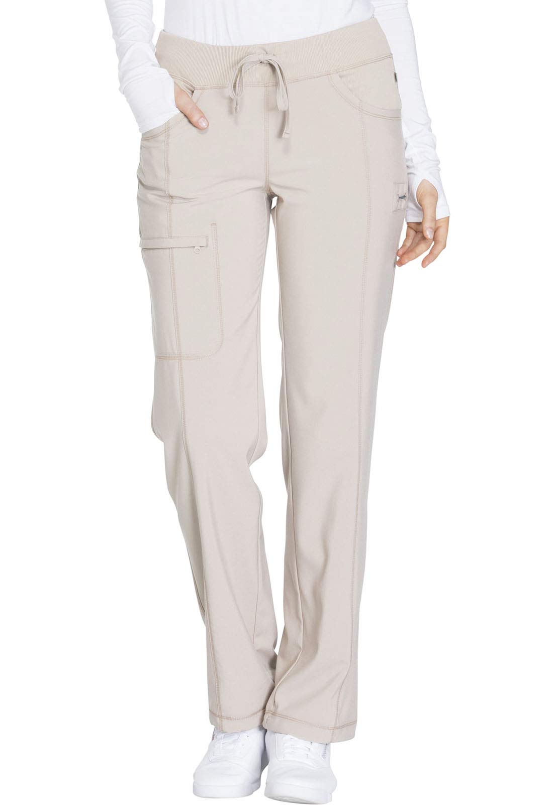 Infinity Cherokee Drawstring Pant for Women Straight Leg with 360 Stretch, Wrinkle-Resistant & 4 Pockets 1123A, M, Khaki