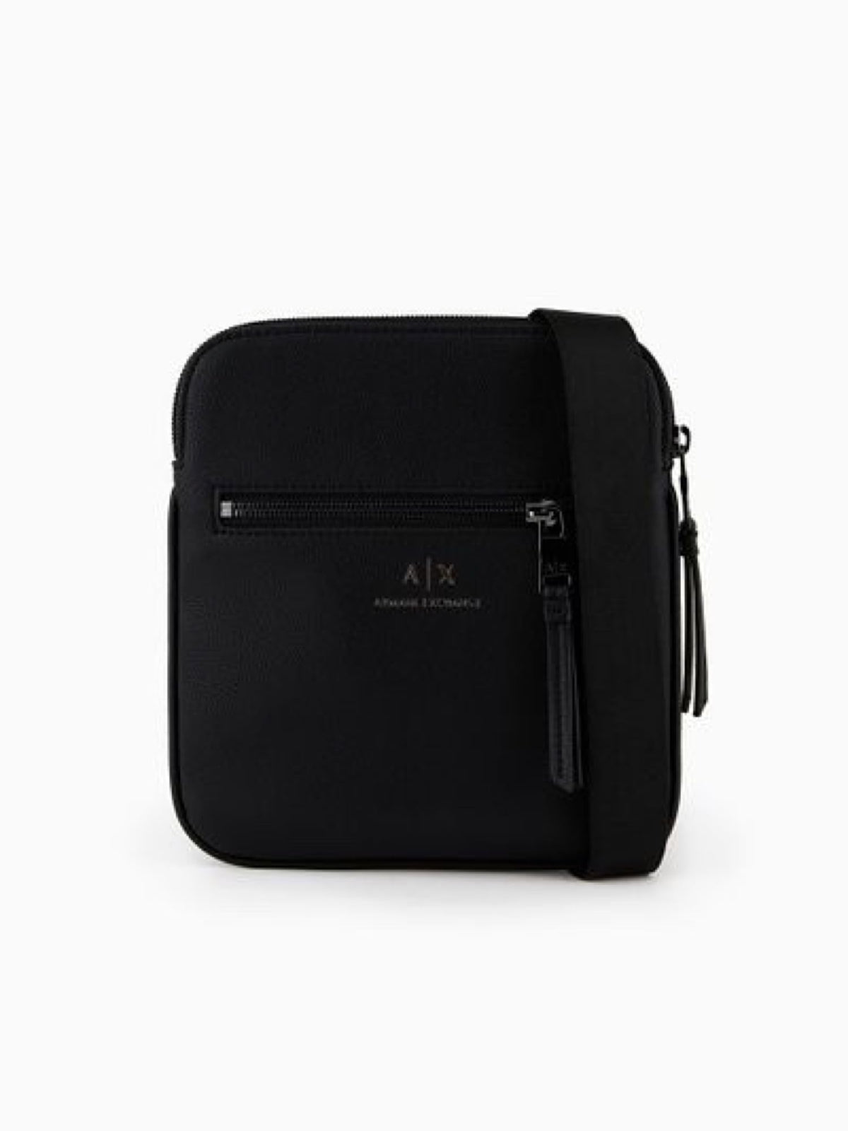 A | X ARMANI EXCHANGE Eco-Leather Flat Crossbody Bag, Black