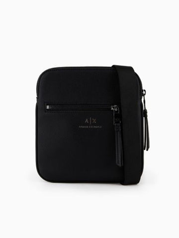 A | X ARMANI EXCHANGE Eco-Leather Flat Crossbody Bag, Black