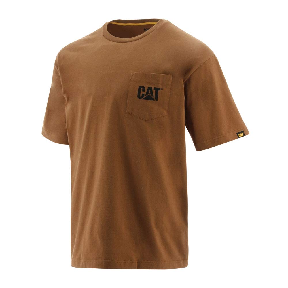 Caterpillar Men's CAT Logo Pocket Premium Cotton T-Shirt, Bronze, L