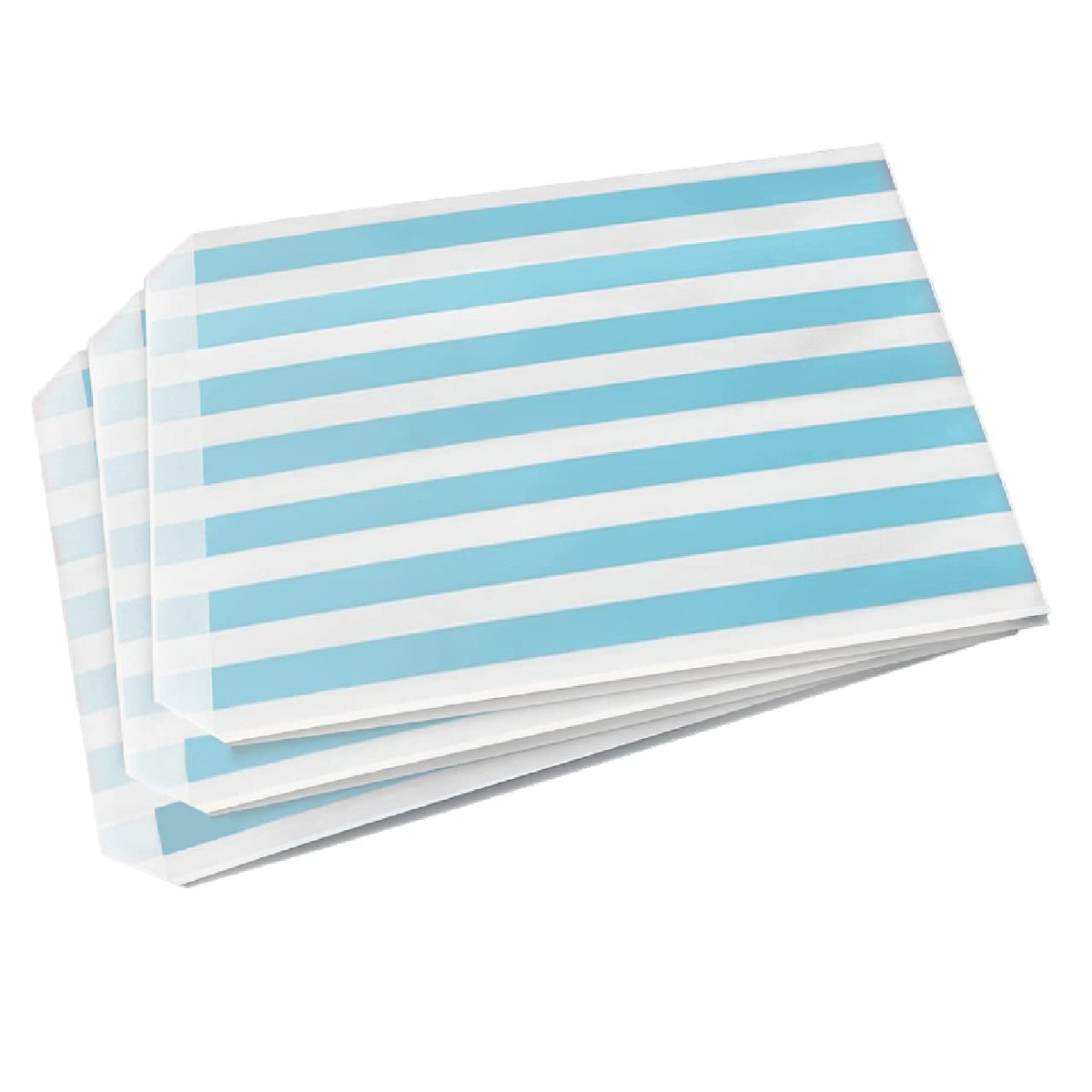 Sabco - 100 Blue Sweet Candy Striped Paper Bags 5 x 7" for Confectionary Party Favour Pick n Mix Wedding Sweets Gift Bag (100, 5 x 7")