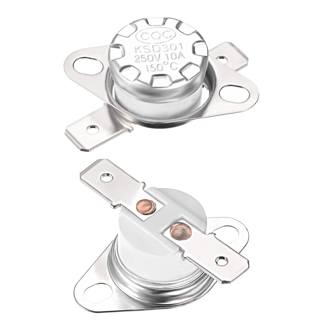 sourcing map KSD301 Thermostat 150°C/302°F 10A Normally Closed N.C Adjust Snap Disc Temperature Switch for Microwave,Oven,Coffee Maker 2pcs