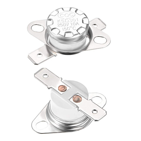 sourcing map KSD301 Thermostat 150°C/302°F 10A Normally Closed N.C Adjust Snap Disc Temperature Switch for Microwave,Oven,Coffee Maker 2pcs