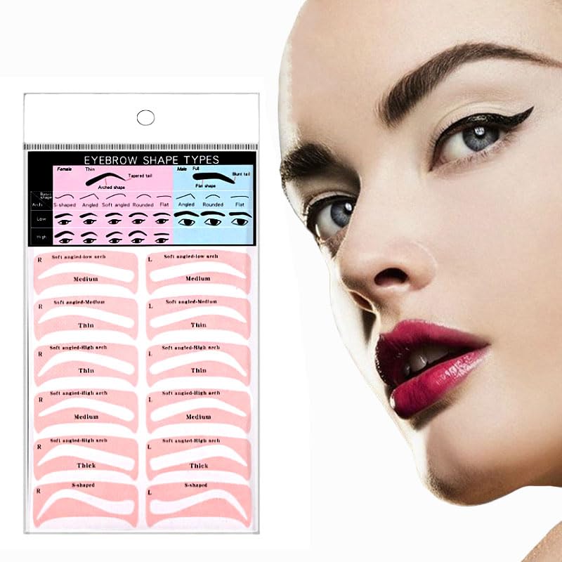 16 Sheets Eyebrow Stencil, Eyebrow Stamp Stencil Eyebrow Template With Strap 3 Minutes Makeup Eyebrow Artifact for Makeup