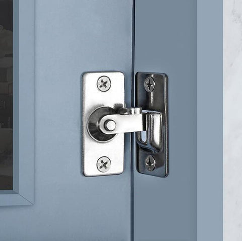 Small Barn Door Bathroom Lock Flip Pocket Door Lock Screen Door Stopper Lock Hook Eye Lock Bi-Fold Door Lock (Silver)