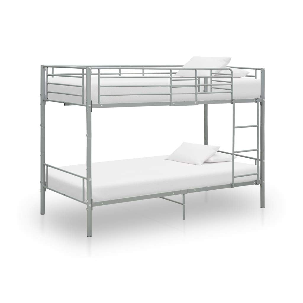 vidaXL Grey Metal Bunk Bed Frame Double Bunk Bed 90 x 200 cm