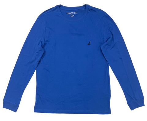Nautica Men's Long Sleeve Solid Crew Neck T-Shirt, Bright Cobalt, S