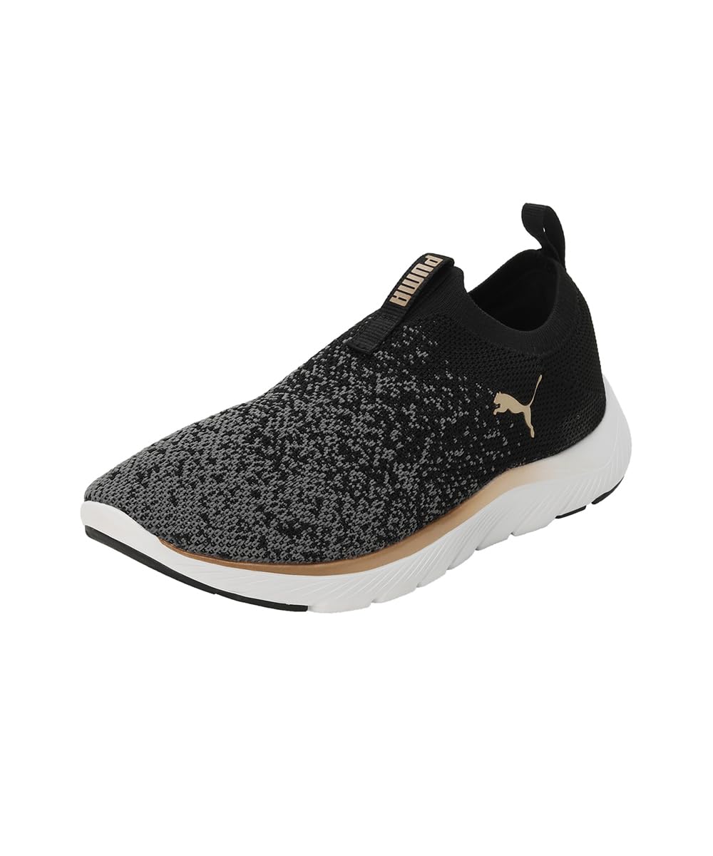 PUMA Women's Road Running Shoe, Black Gold Cool Dark Gray, 7.5