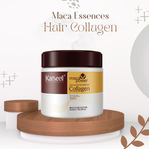 Maca Power Hair Collagen Treatment Natural Argan Oil Hair Mask Deep conditioning for Dry Damaged Hair All Hair Type 16.9 Oz 500ml
