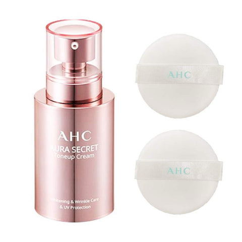 AHC Aura Secret ToneUp Cream 50 ml / 1.69 fl.oz + AHC Natural Perfection Suncushion Puff 2 ea. ?UV Protection SPF30/PA++