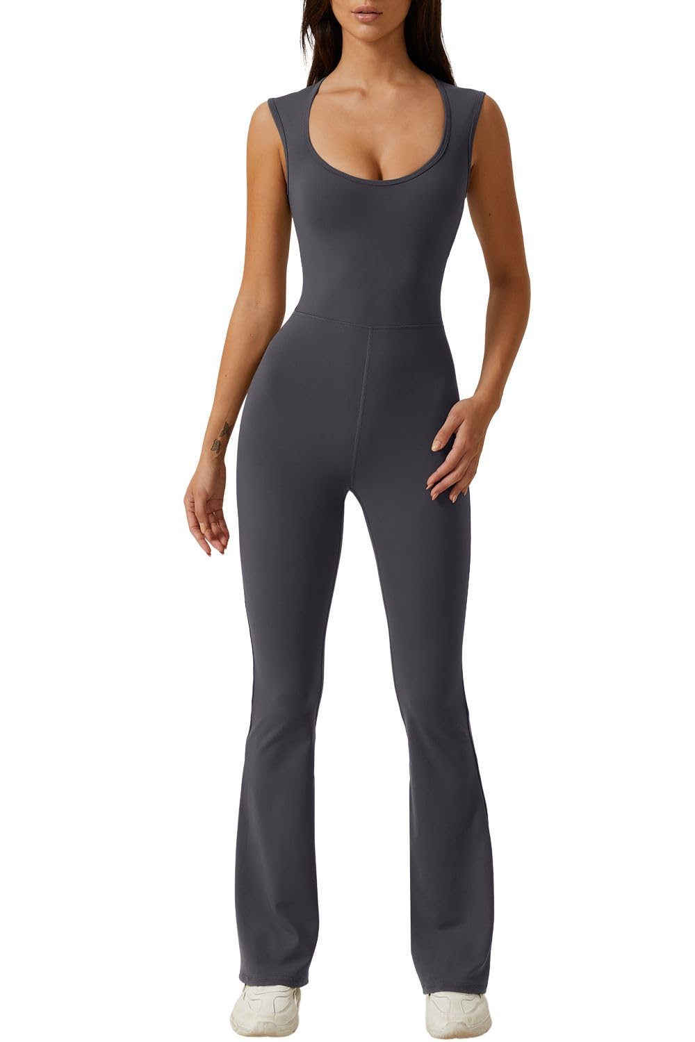 QINSEN Woman's Sweetheart Neck Sleeveless Tank Top Jumpsuit One Piece Outfits Tea Leaf M
