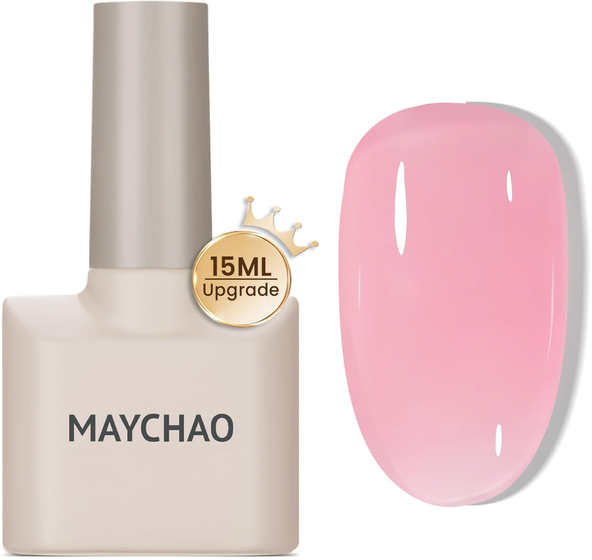MAYCHAO Jelly Gel Nail Polish -15ML Pink Jelly Gel Polish Soak Off UV LED Jelly Pink Nail Polish for DIY Manicure Home Salon Nail Art, 0.5 OZ