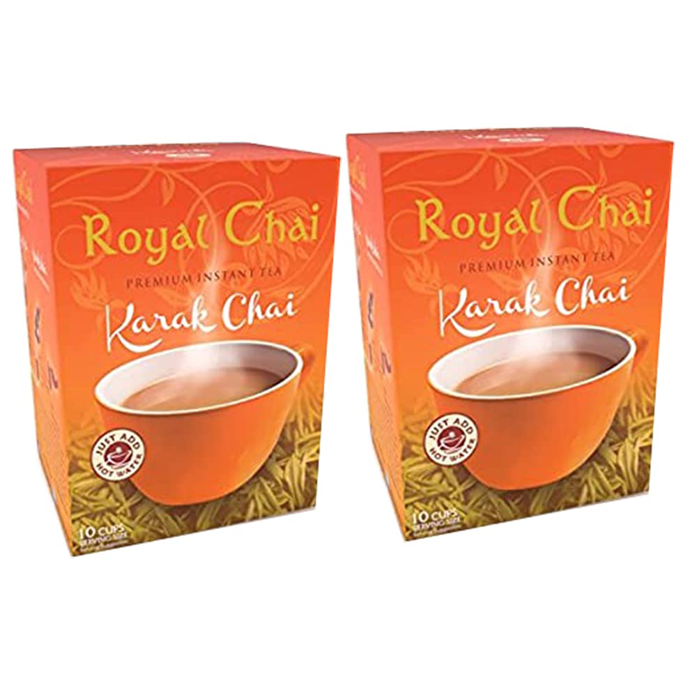 Royal Chai Karak Chai Unsweetened 180g (Pack of 2) - Premium Instant Tea - Karak Tea - Natural - Instant Karak Indian Tea
