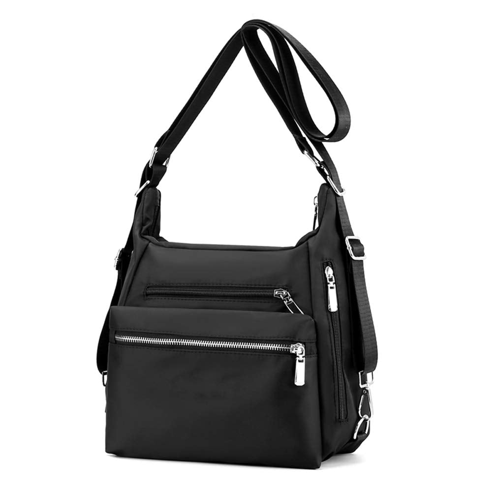 YANAIER Women Shoulder Bag Ladies Handbag Backpack Waterproof Nylon Tote Handbag Convertible Backpack Bag Multifunctional Black