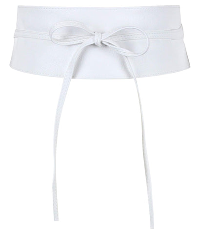 Frentree Women's Waist Belt, Wide Wrap Belt, Obi Belt for Lacing, Waist Belt, Tie Belt, White, One size