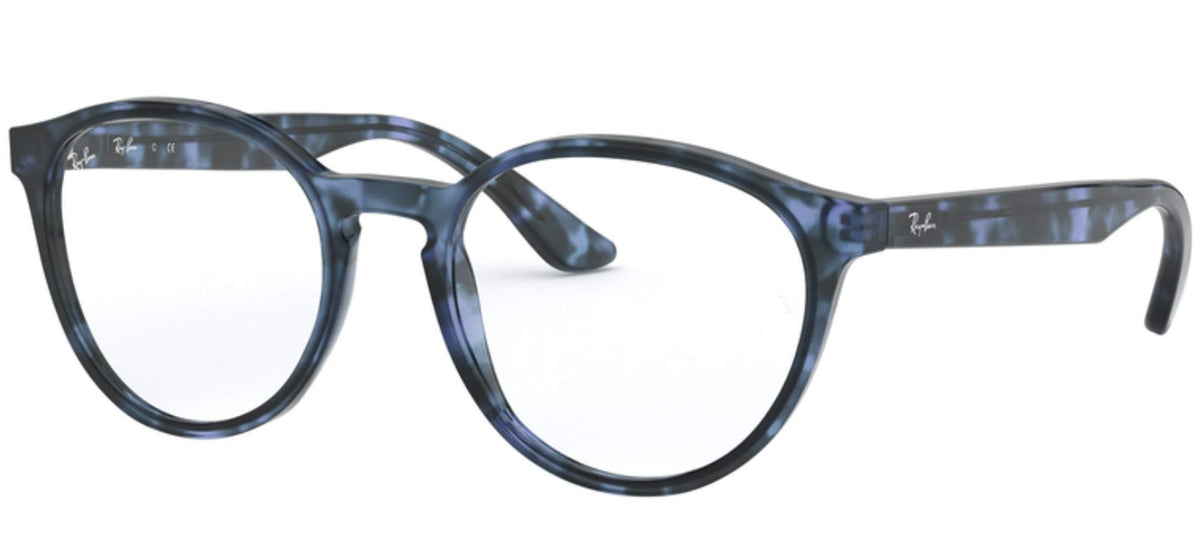 Ray-Ban Rx5380 Round Prescription Eyeglass Frames, Havana Opal Blue/Demo Lens, 50 mm