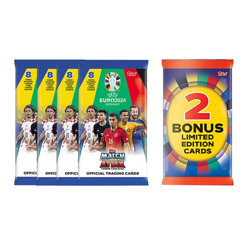Topps Official Euro 2024 Match Attax - Eco Mega Multipack (Reduced Packaging Version) - Contains 32 EURO 2024 Match Attax cards plus 2 random Limited Edition cards.