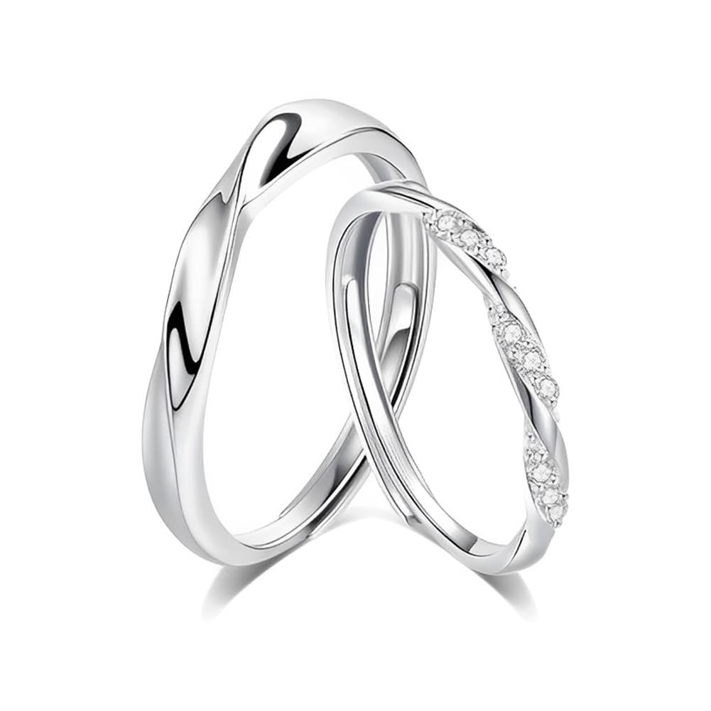 Matching Couples Rings for Women Men Couple Wedding Ring Set His and Hers Rings Bands for Couples Engagement Wedding Band Ring Adjustble Relationship Mobius Rings for 2