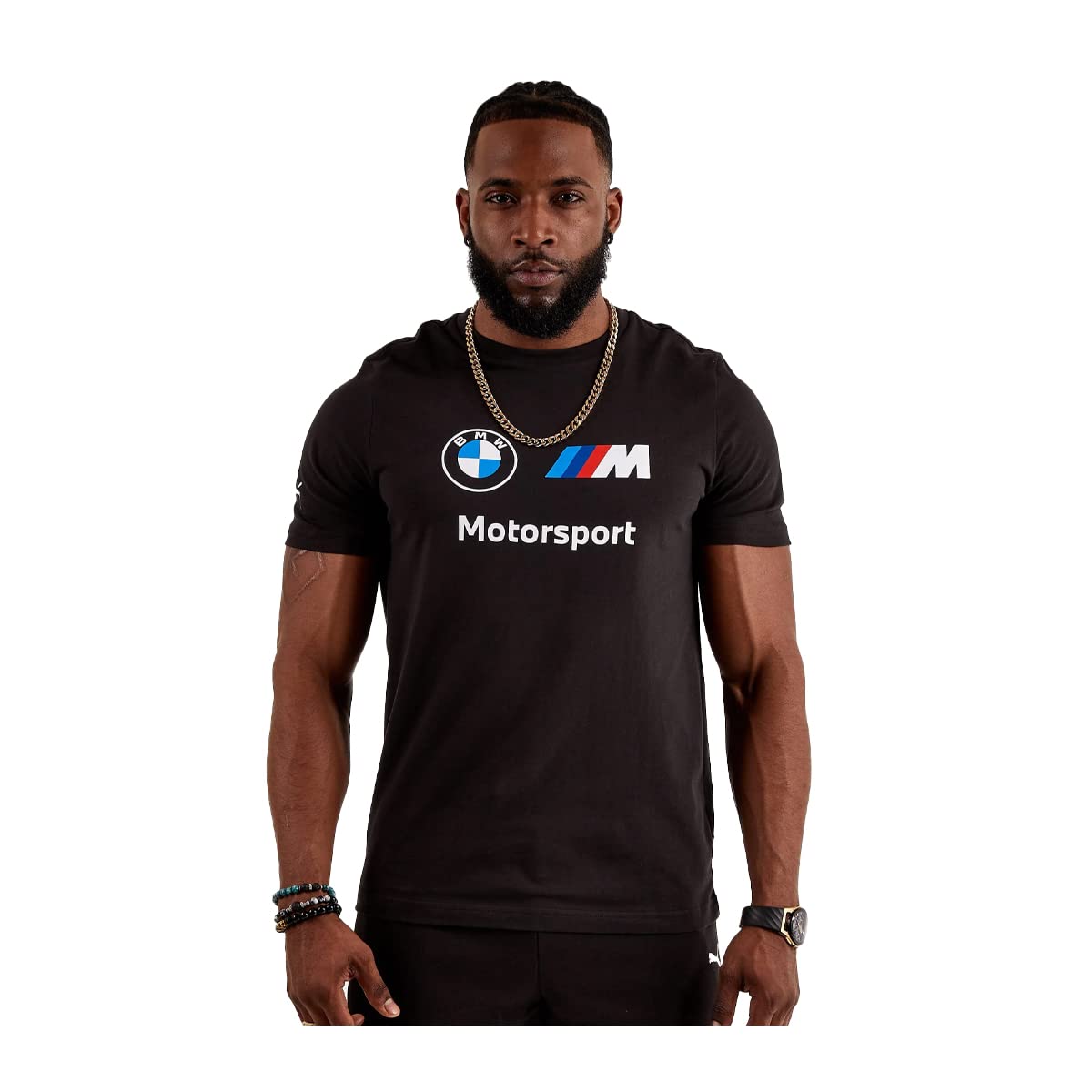 PUMA Men's BMW M Motorsport Essentials Logo T-Shirt, Black V1, Large