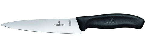 Victorinox Swiss Classic, Carving Knife, Extra Sharp Blade, Straight Edge, 15 cm, Plastic Handle, Stainless Steel, Black