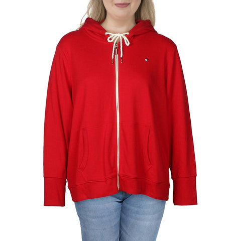 Tommy Hilfiger Women's Flag Zip Hoodie Hooded Sweatshirt, Scarlet, XXL