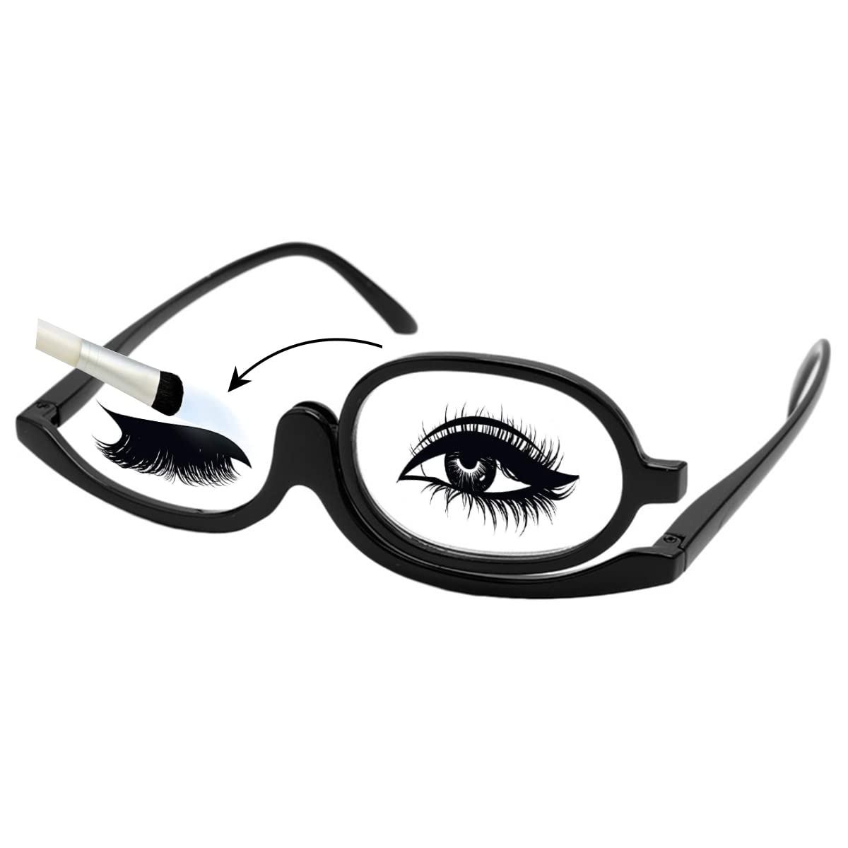 Queenbox +2.0 Make-Up Readers Single Lens Cosmetic Glasses Magnifying Glasses Fashion Eyes Make Up Flip Spectacles, Black