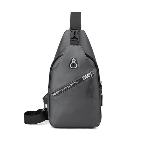 FANDARE Men Sling Bags Chest Shoulder Backpack with USB Charging Port Crossbody Bags Cover Pack Rucksack Crossbody Bag for Travel Hiking Bicycle Sport Gym Daypacks Waterproof Nylon Grey