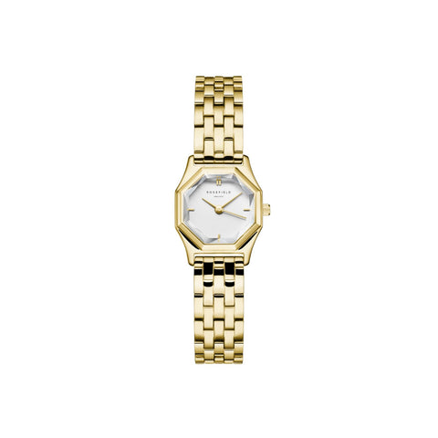 Rosefield Gold gemstone with a white dial and a gold case 21.5 x 27.5 mm, GWGSG-G02 in stainless steel., gold, Elegant