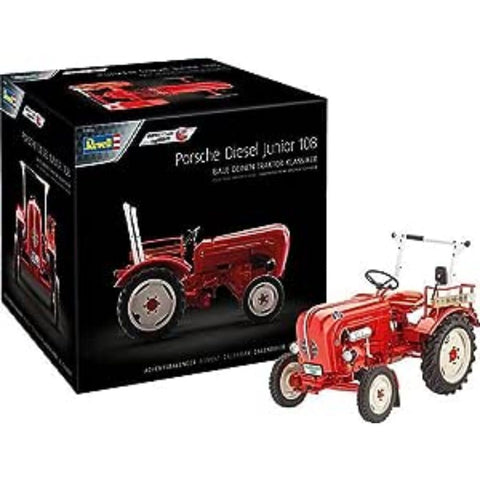 Revell 01036 Advent Calendar Porsche Junior 108 Oldtimer Traktor mit dem easy-click-system For a self-Built Tractor in 24 Days, red