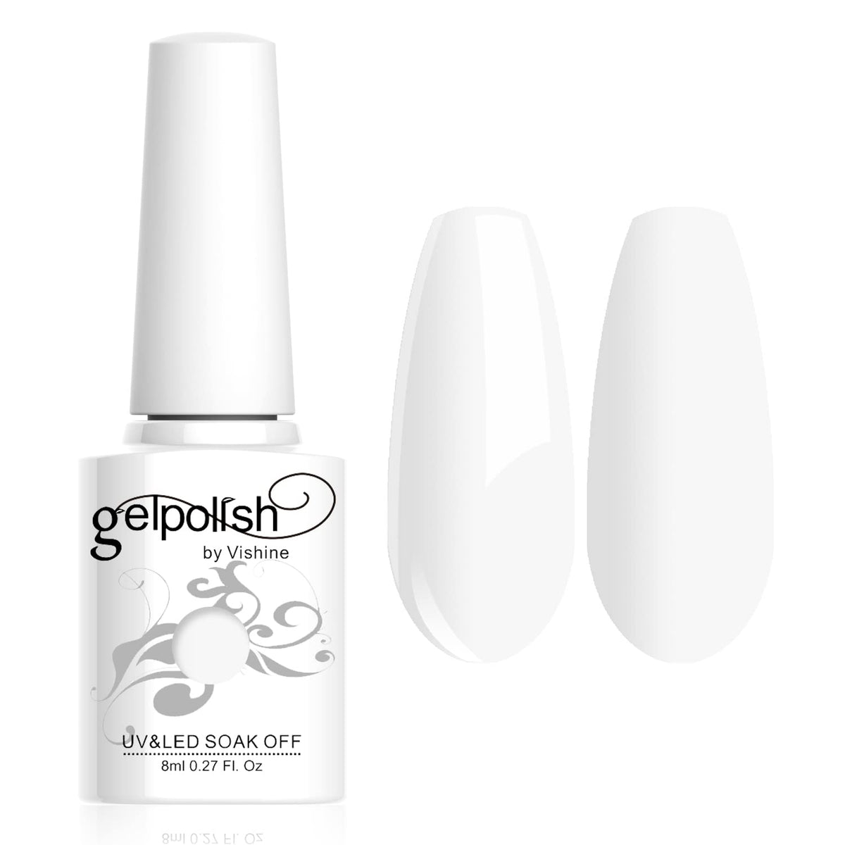 Vishine 8ml Gelpolish Manicure Salon UV LED Soak Off Gel Nail Polish Varnish Color French White #1323
