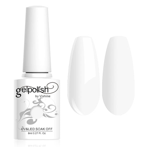 Vishine 8ml Gelpolish Manicure Salon UV LED Soak Off Gel Nail Polish Varnish Color French White #1323