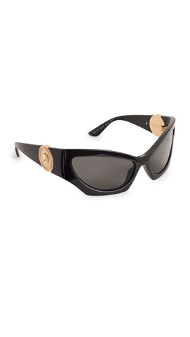 Versace VE 4450 GB1/87 Black Plastic Cat-Eye Sunglasses Grey Lens