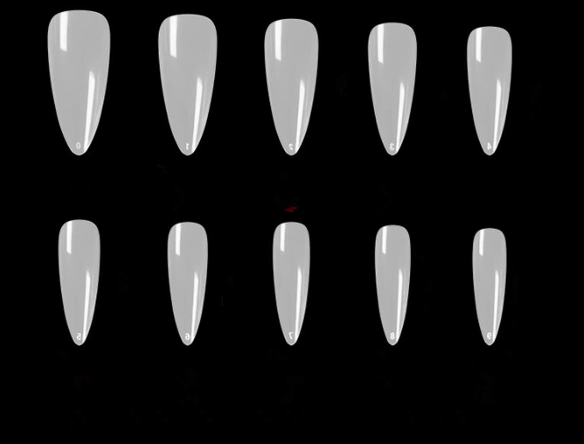 YIMART 500pcs/pack Stiletto False Nails Natural Long Almond False Nail Tips Oval Stiletto Sharp Full Nail tips Acrylic UV Gel Full Cover Nail Art Tips For Decoration Nails Salon (Natural Long Almond)