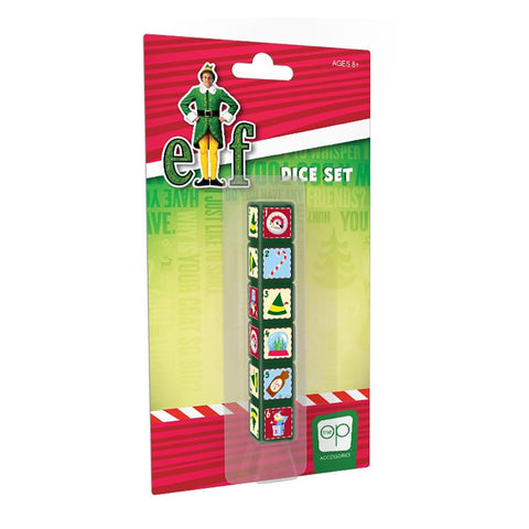 Elf Dice Set | Collectible d6 Dice Featuring Characters & References - Christmas Cheer Level, Candy Cane, Buddy's Hat, Snow Globe, Syrup, Jack-in-The-Box | Officially Licensed 6-Sided Dice