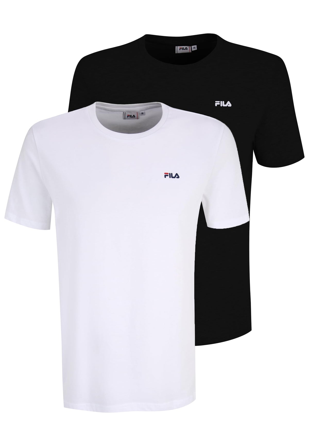 FILA Men's Brod Tee/Double Pack T-Shirt, Black-Bright White, M