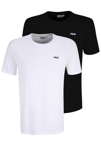 FILA Men's Brod Tee/Double Pack T-Shirt, Black-Bright White, M