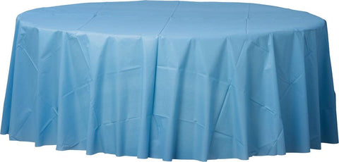 Amscan Round Plastic Table Cover - 84" - Elegant & Event Essential, Perfect for Parties, Weddings, & Special Occasions, Pastel Blue, Pack of 1