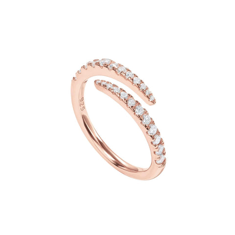 PAVOI 14K Gold Plated Cubic Zirconia Open Twist Eternity Band Rose Gold for Women Size 6