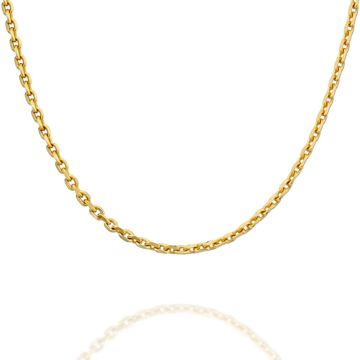 PAVOI Italian Solid 925 Sterling Silver Chain Necklace, 22K Gold Plated, 1.5mm Italian Diamond-Cut Cable Chain Necklace for Women and Men, MADE IN ITALY (20, Yellow Gold)