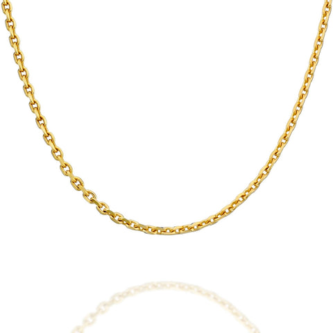 PAVOI Italian Solid 925 Sterling Silver Chain Necklace, 22K Gold Plated, 1.5mm Italian Diamond-Cut Cable Chain Necklace for Women and Men, MADE IN ITALY (20, Yellow Gold)