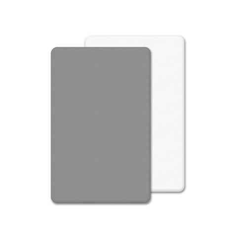 2 x Next to Me Crib Fitted Sheets (85 x 51 cm) | Hypoallergenic, Ultra Soft Brushed Microfibre Oeko-tex Standard100 Sheets | Comfy & Breathable Sheets For Girl & Boy (White & Grey, 85 x 51 cm)
