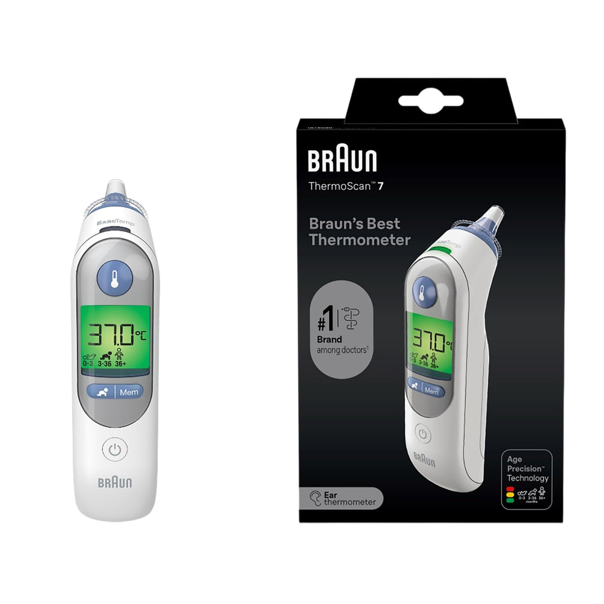 Braun ThermoScan 7 Ear thermometer | Age Precision Technology | Digital Display | Baby and Infant Friendly | No.1 Brand Among Doctors1