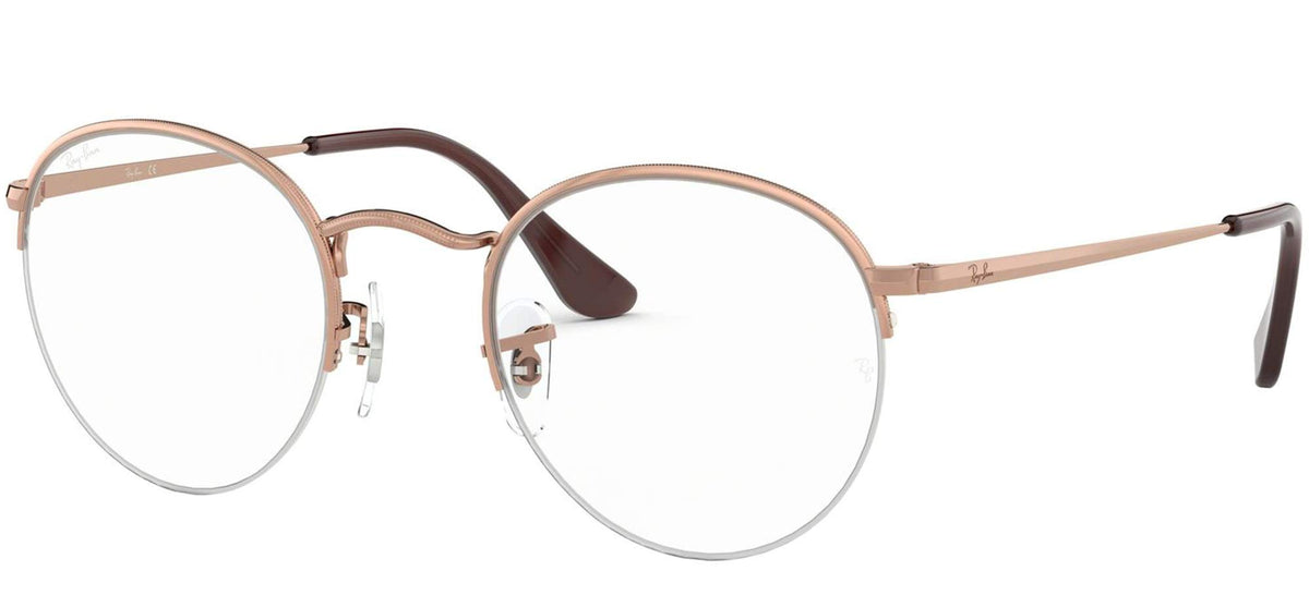 Ray-Ban RX3947V Round Gaze Prescription Eyeglass Frames, Copper/Demo Lens, 48 mm