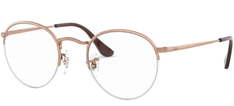 Ray-Ban RX3947V Round Gaze Prescription Eyeglass Frames, Copper/Demo Lens, 48 mm