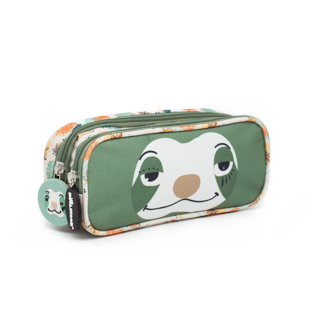 Les DÃƒÆ’Ã†â€™Ãƒâ€ Ã¢â‚¬â„¢ÃƒÆ’Ã¢â‚¬Å¡Ãƒâ€šÃ‚Â©glingos - Chillos The Sloth Double Pencil Case for Children - Kindergarten and Primary - Pencil Case for Boys and Girls - Practical, Green, Double chillos Pencil case