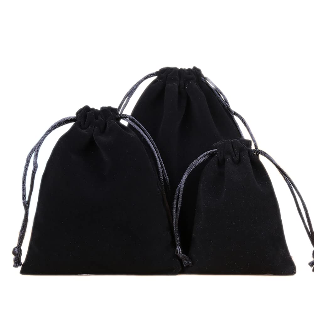Pack of 6 Velvet Bags Jewellery Bags, Small Fabric Bags with Drawstring, Velvet Gift Bag Fabric Bags for Filling Jewellery Wedding Christmas Birthday Party Gift, 5 x 7 cm, Black