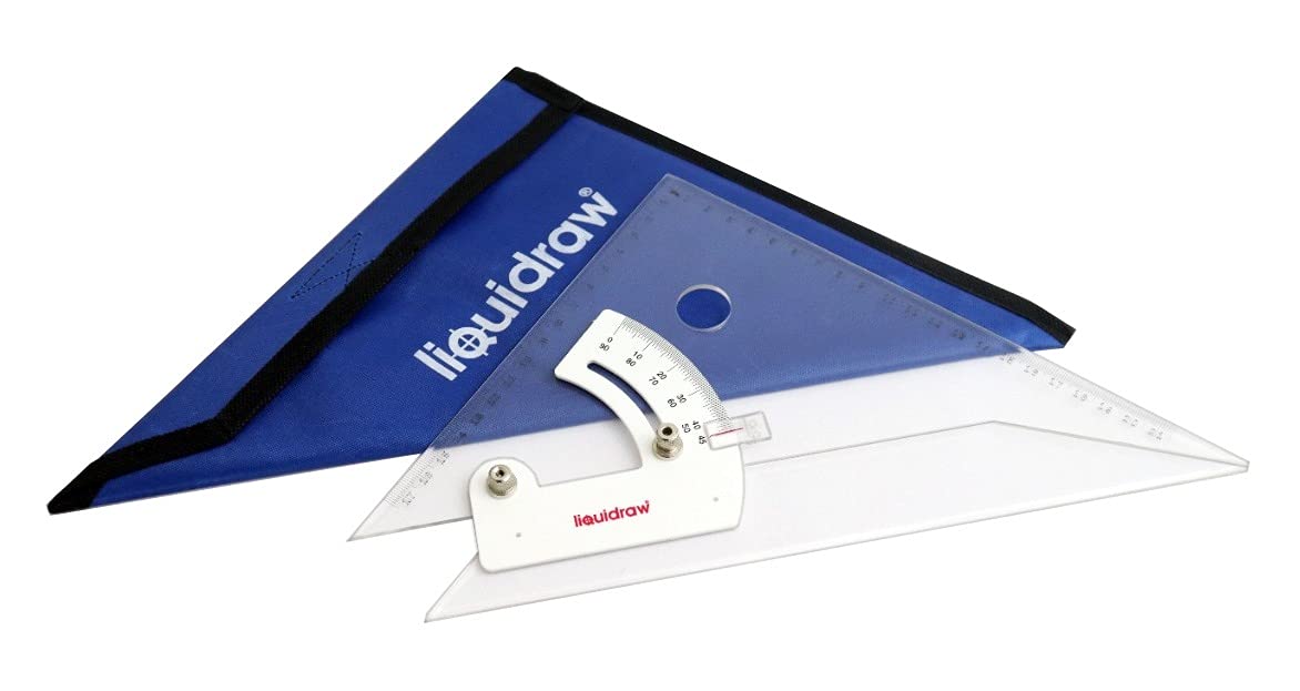 Liquidraw Adjustable Set Square 12" 30cm Drafting Triangle Ruler Acrylic Bevel Edge Protractor Set Square Architectural Drawing Triangular Ruler