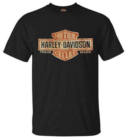 Harley-Davidson Men's Distressed Tee Elongated Bar & Shield Black 30296553 (M)